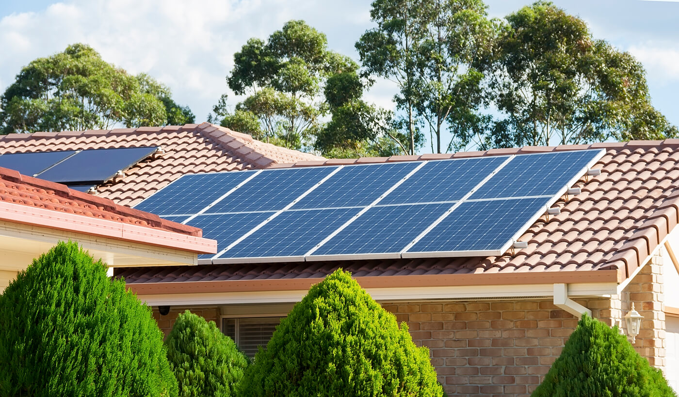 solar panels on a residential roof during the day