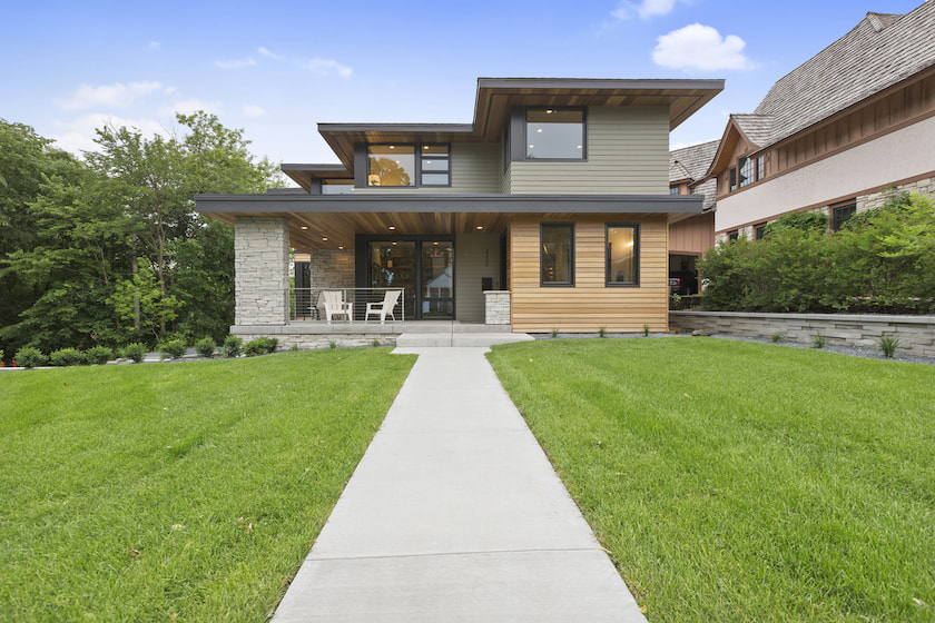 Home with a flat roof.