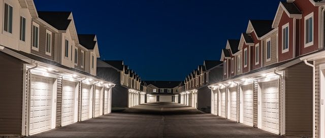 Row of townhomes facing each other