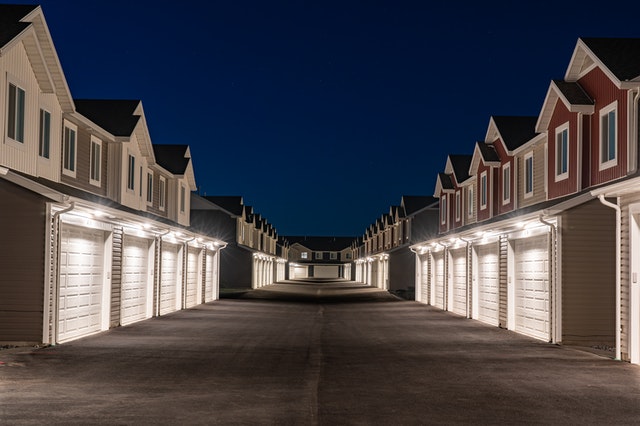 Row of townhomes facing each other