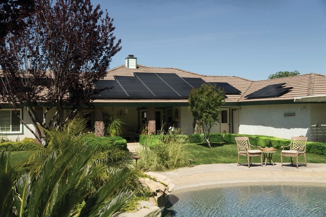 Home with solar panels on roof