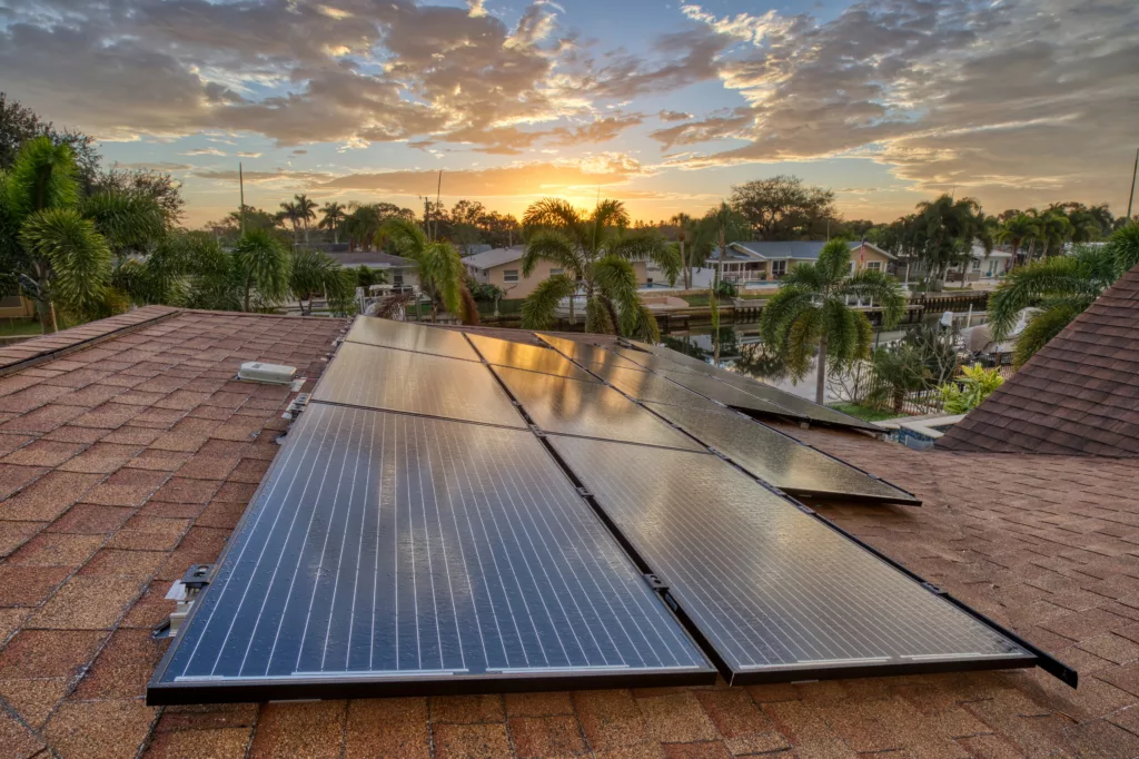 Solar panels on residential home in Florida.