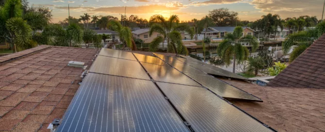 Solar panels on residential home in Florida.