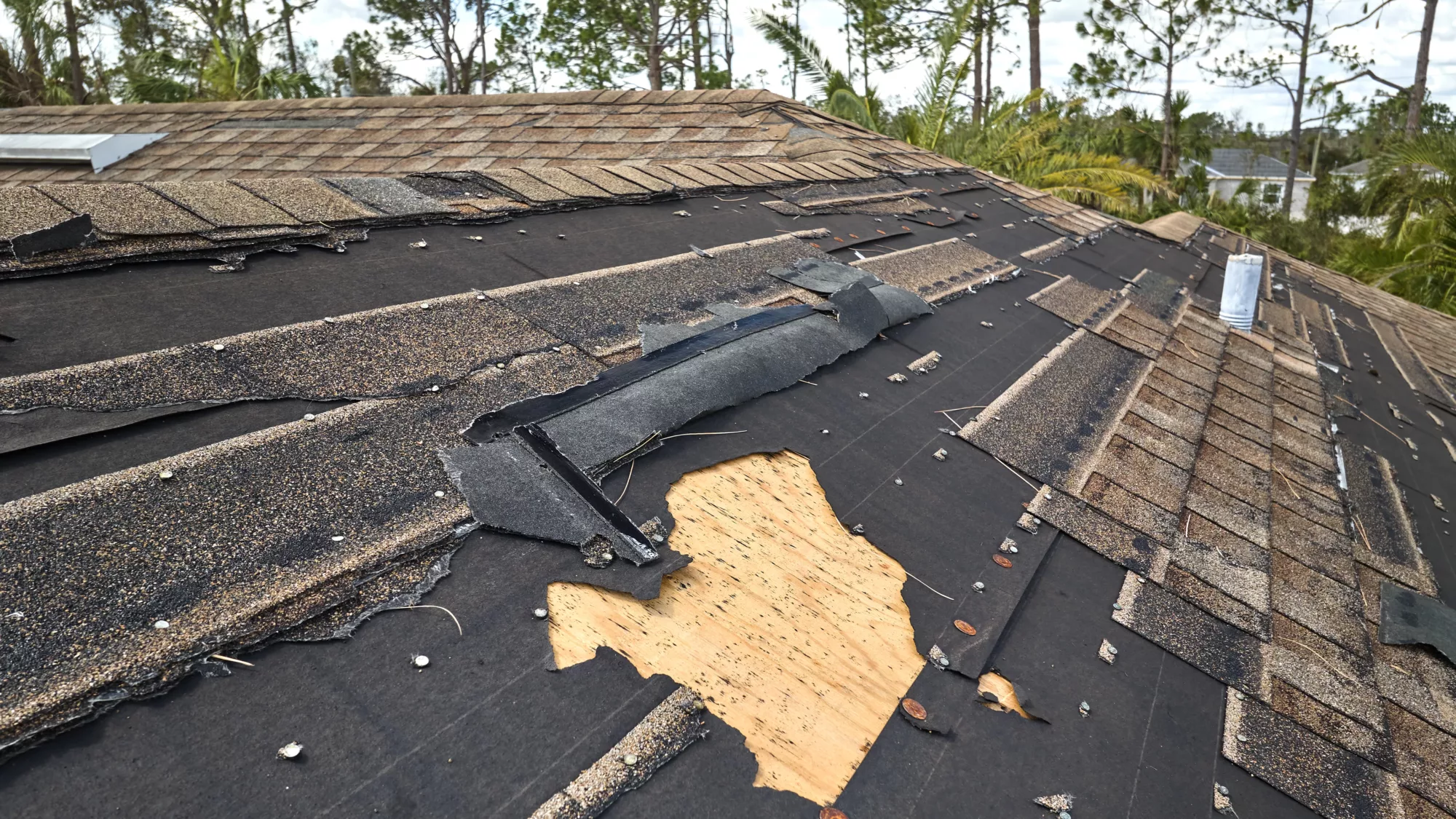 A roof that needs repaid after years of wear and tear as well as a natural disaster. 